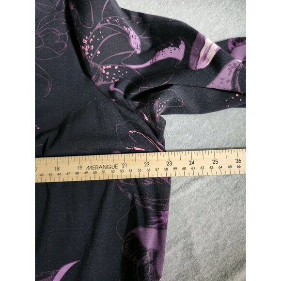 Reitman's black with dark purple floral print dress 3/4 split sleeve xxl - Picture 6 of 8